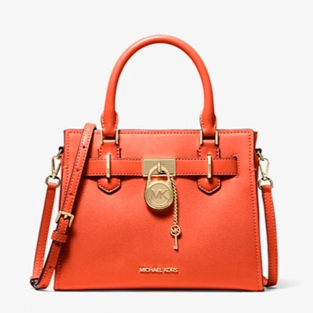 S Michael Kors Hamilton Small Satchel Bag Orange 35T1GHMS1L NWT $498 Retail